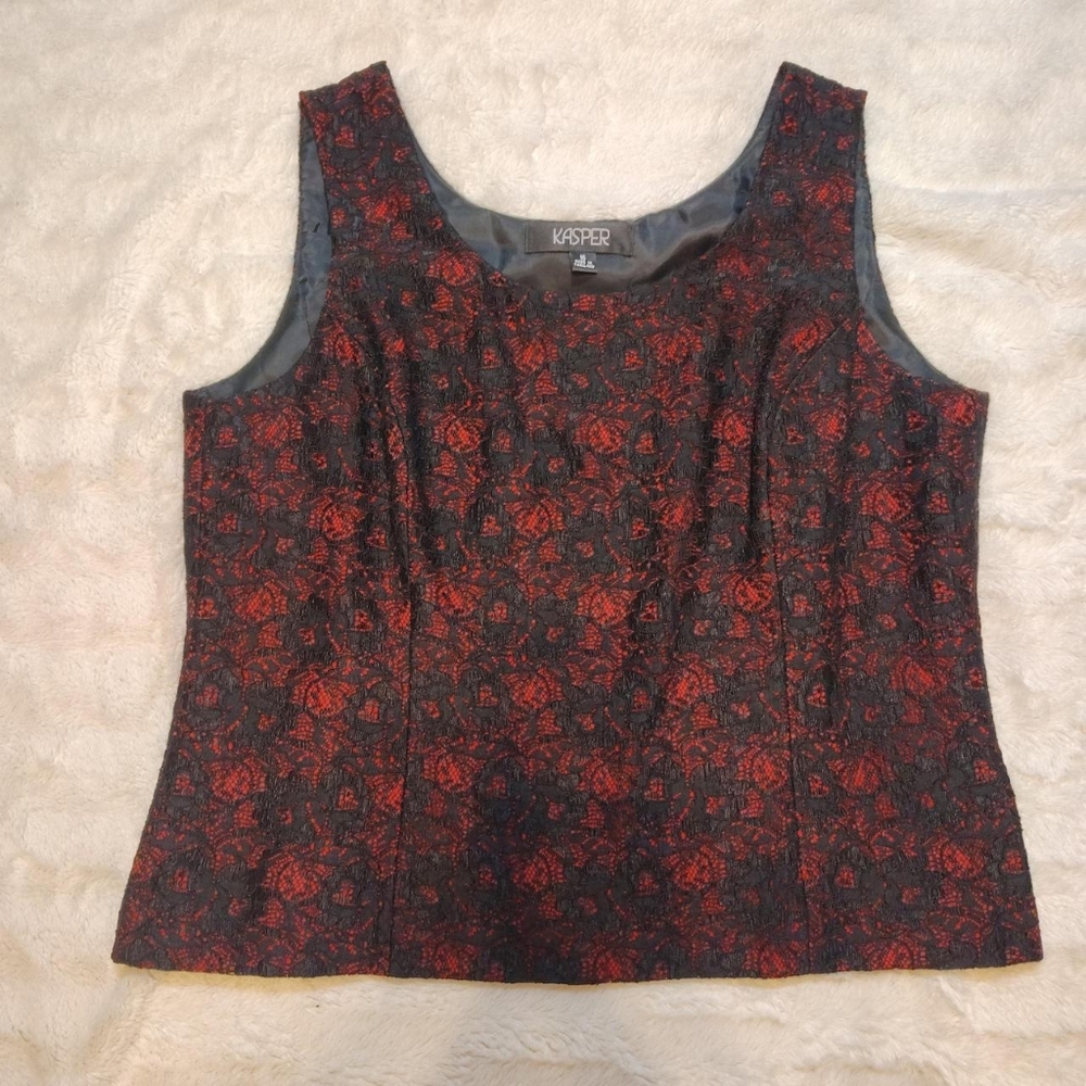 Kasper Red And Black Lace Corset Top